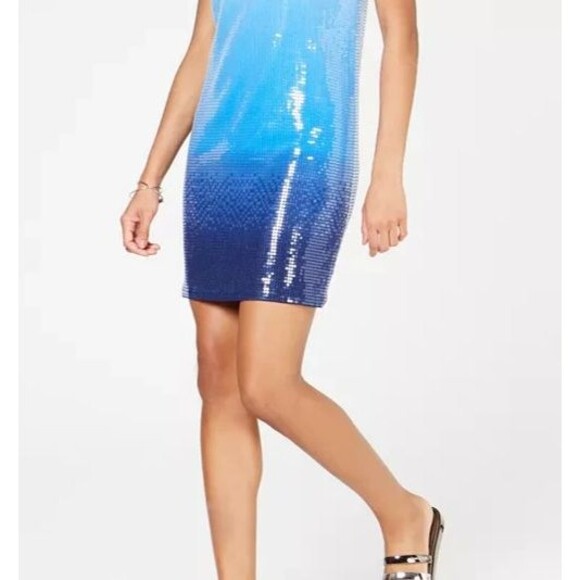 DESIGNER MICHAEL KORS OMBRE' SEQUINS CREWNECK PULLOVER DRESS MED - Picture 8 of 13